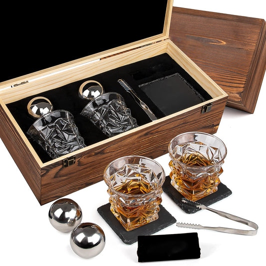 Reusable Large Round Stainless Steel Whiskey Stone Glasses Set